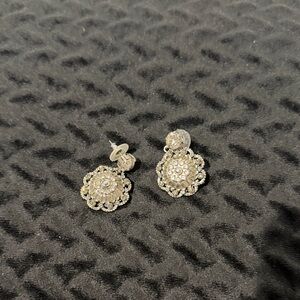 Sorrelli Silver-Tone Crystal Filigree Drop Earrings